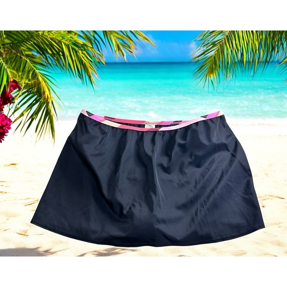 Athena Black Swim Skirt Sz 12 Swimwear Colorful Waist Swim Bottoms